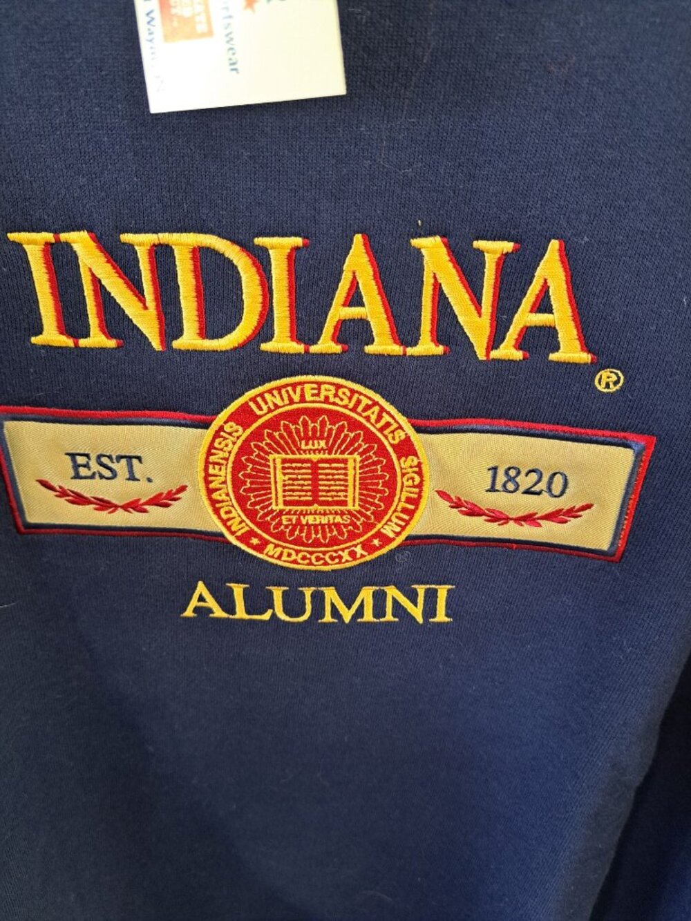 New Vtg Indiana University Alumni Navy Crewneck Sweatshirt XL USA Heavyweight - Picture 5 of 10